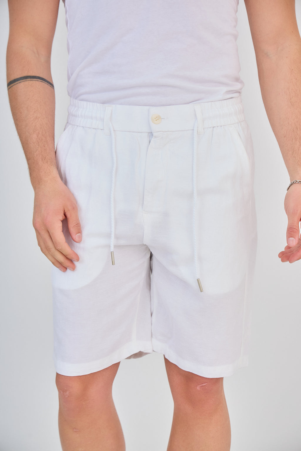 White Linen Shorts
