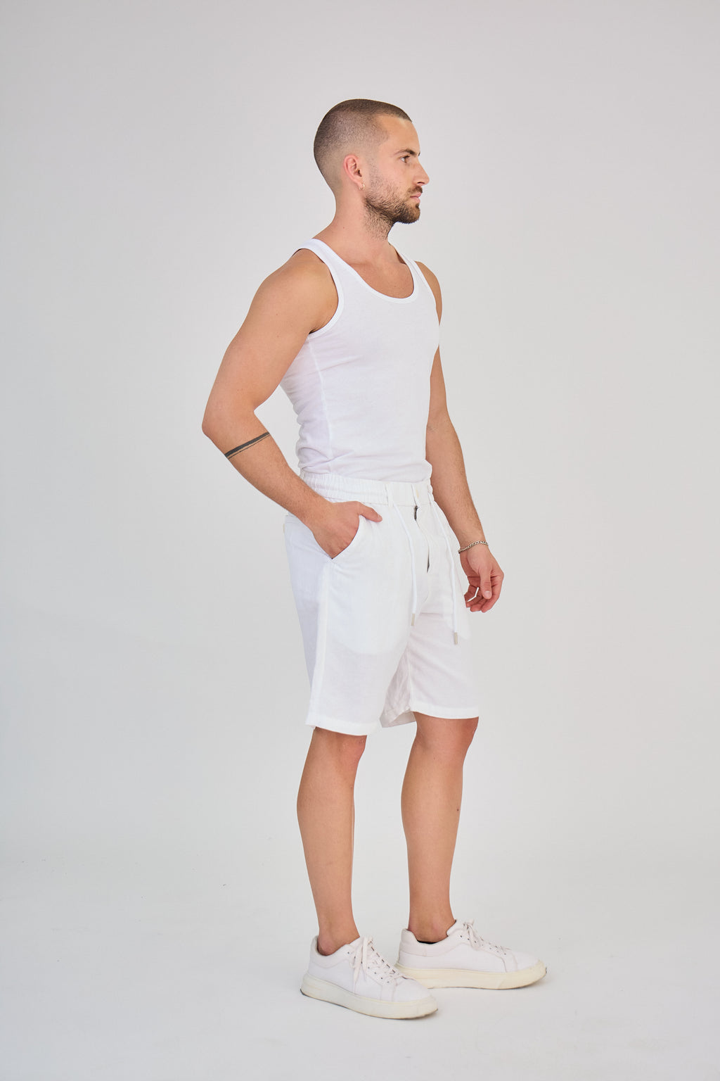 White Linen Shorts