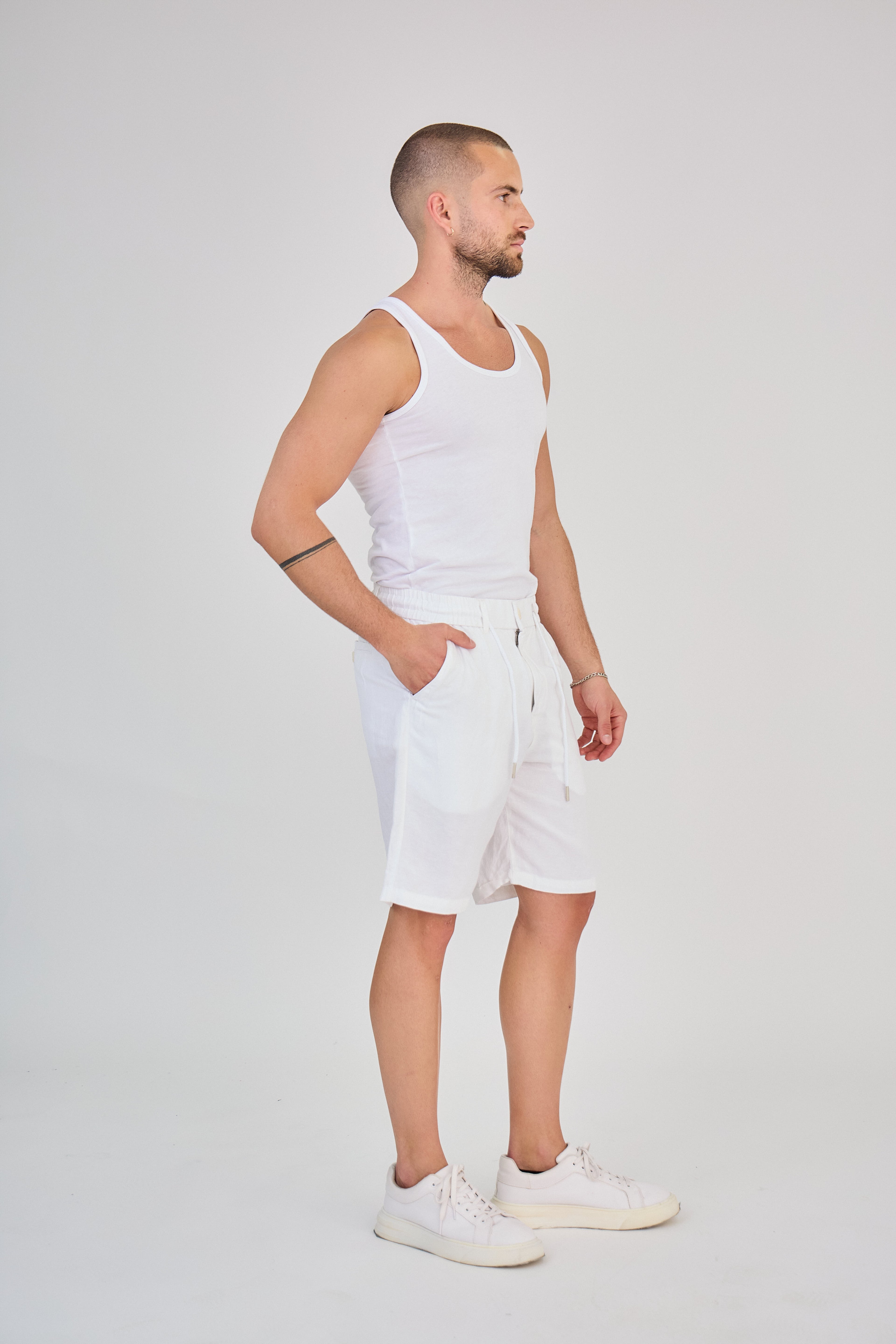 White Linen Shorts
