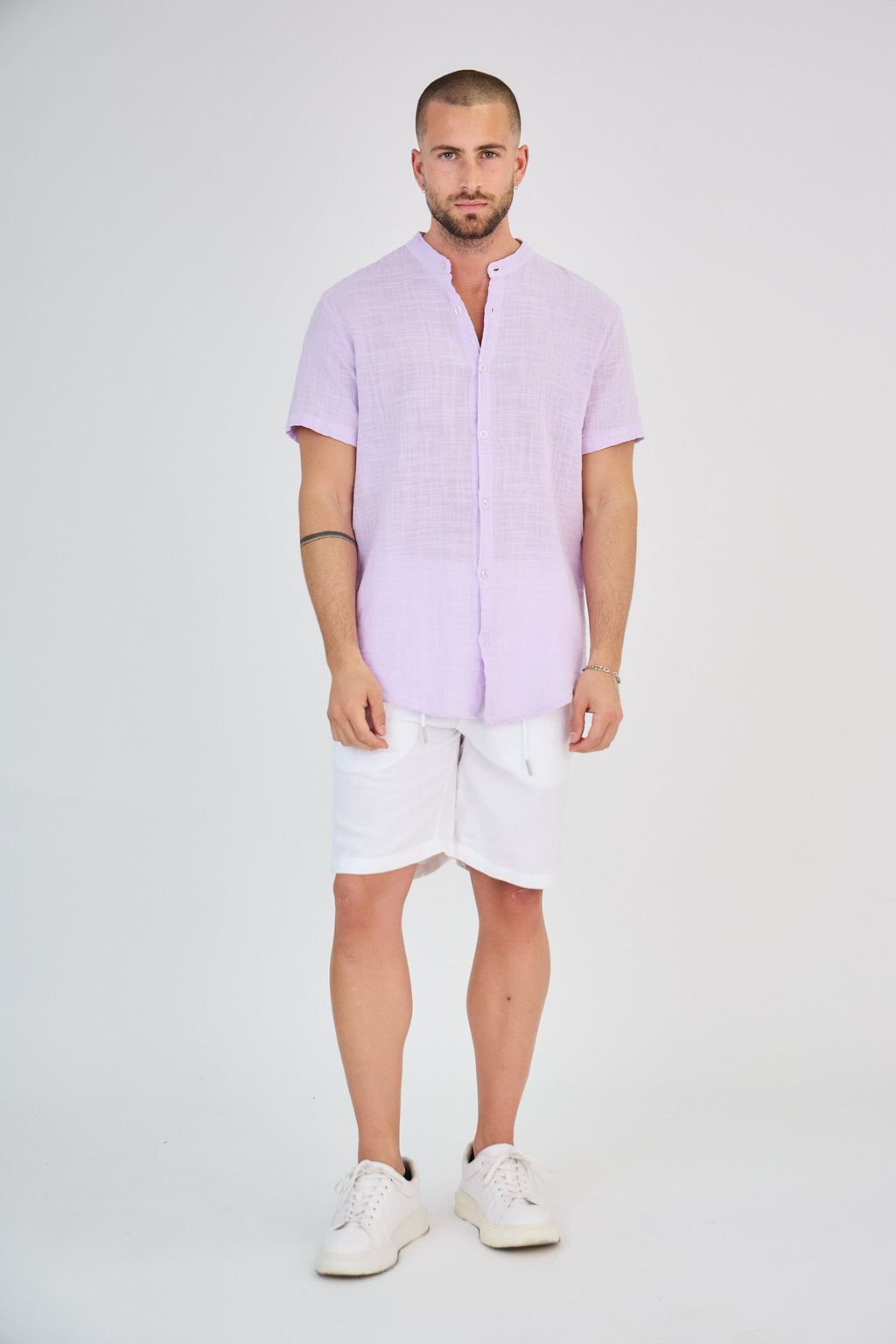 Chemise en Lin Manches Courtes Lavande