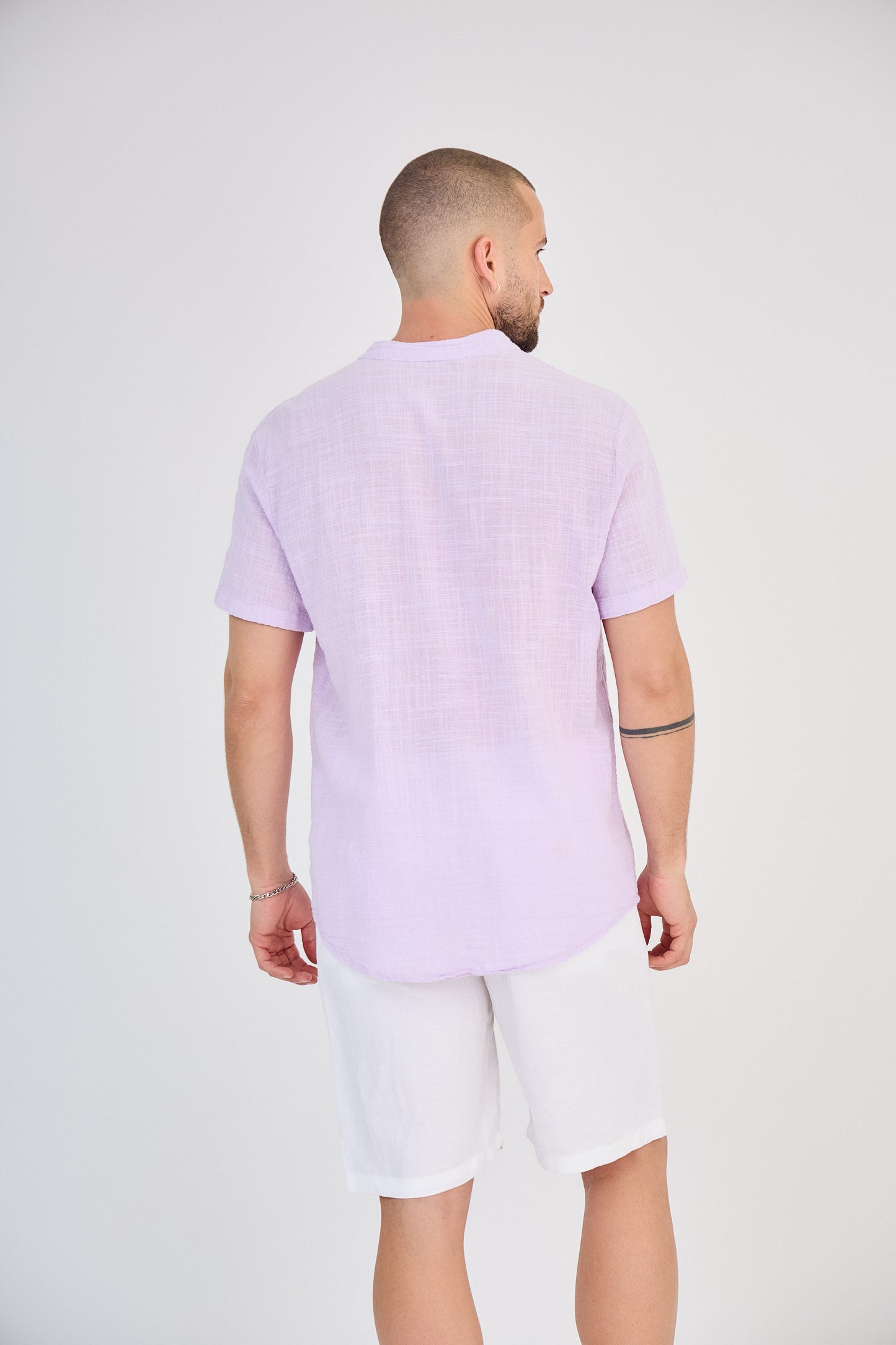 Chemise en Lin Manches Courtes Lavande