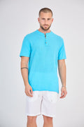 Turquoise Blue Short Sleeve Linen T-Shirt