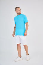 Turquoise Blue Short Sleeve Linen T-Shirt