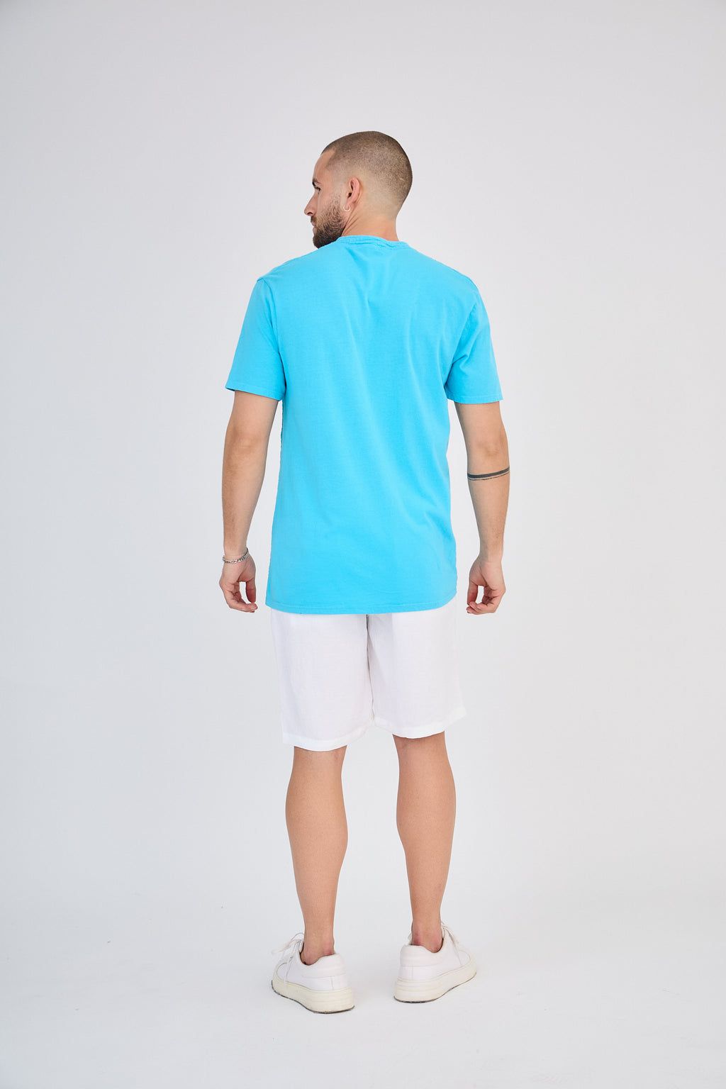 Chemisette en Lin Col Mao Turquoise