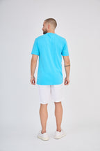 Turquoise Blue Short Sleeve Linen T-Shirt