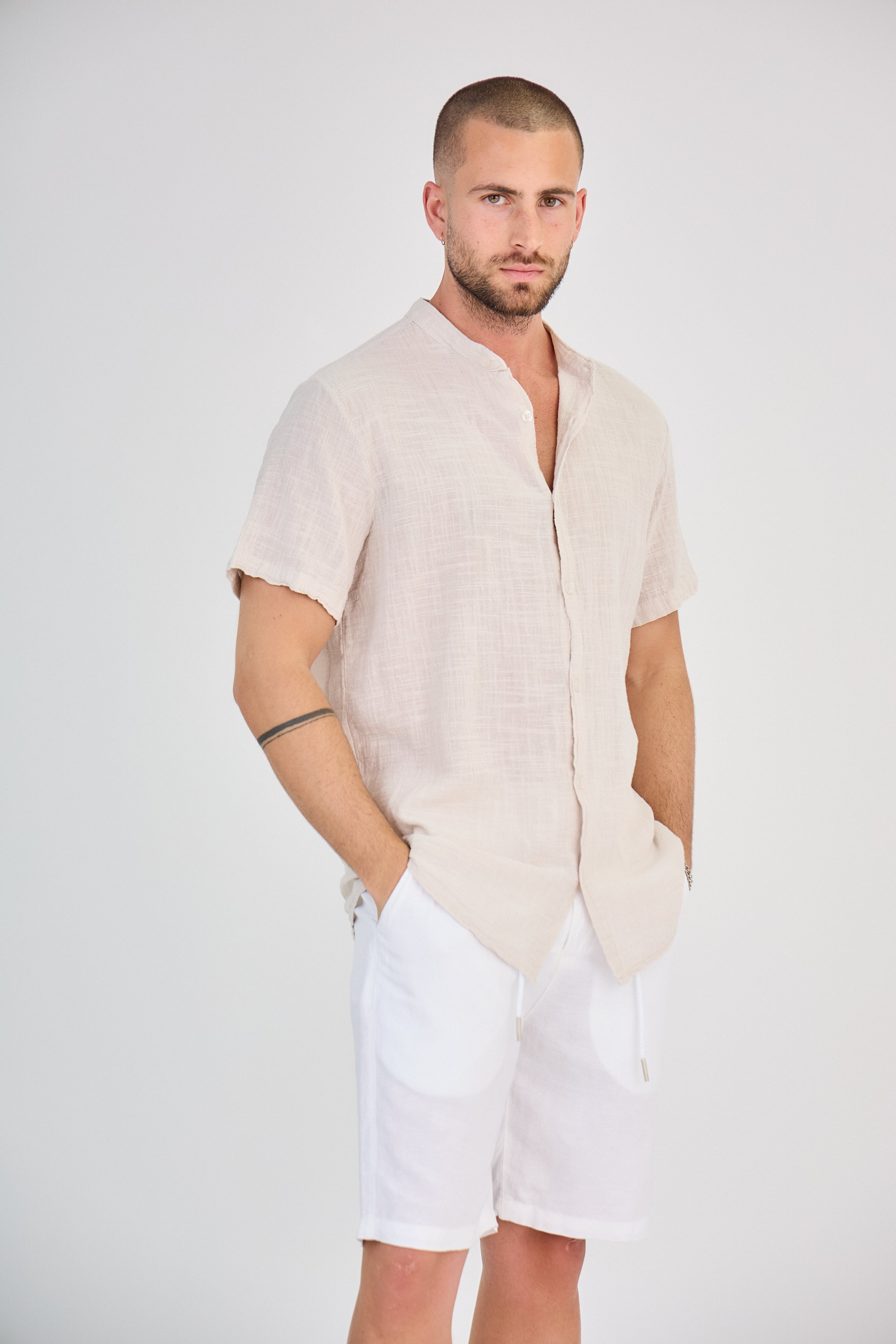 Chemise en Lin Manches Courtes Lin Naturel