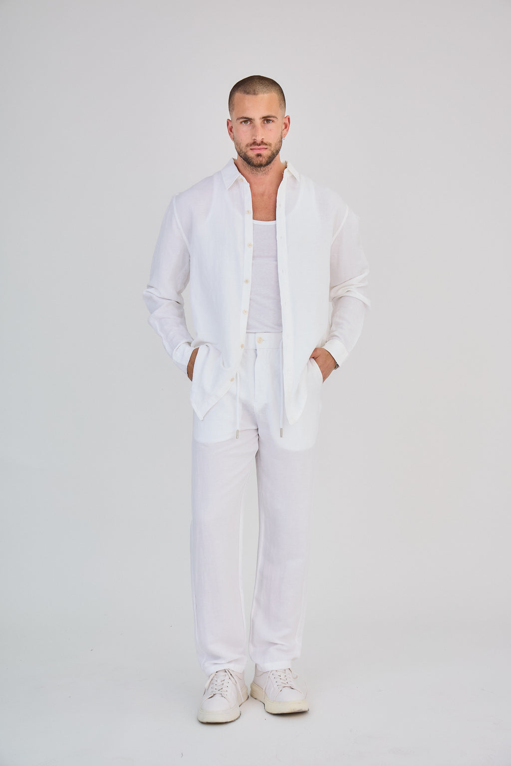 Chemise en Lin Manches Longues Blanche
