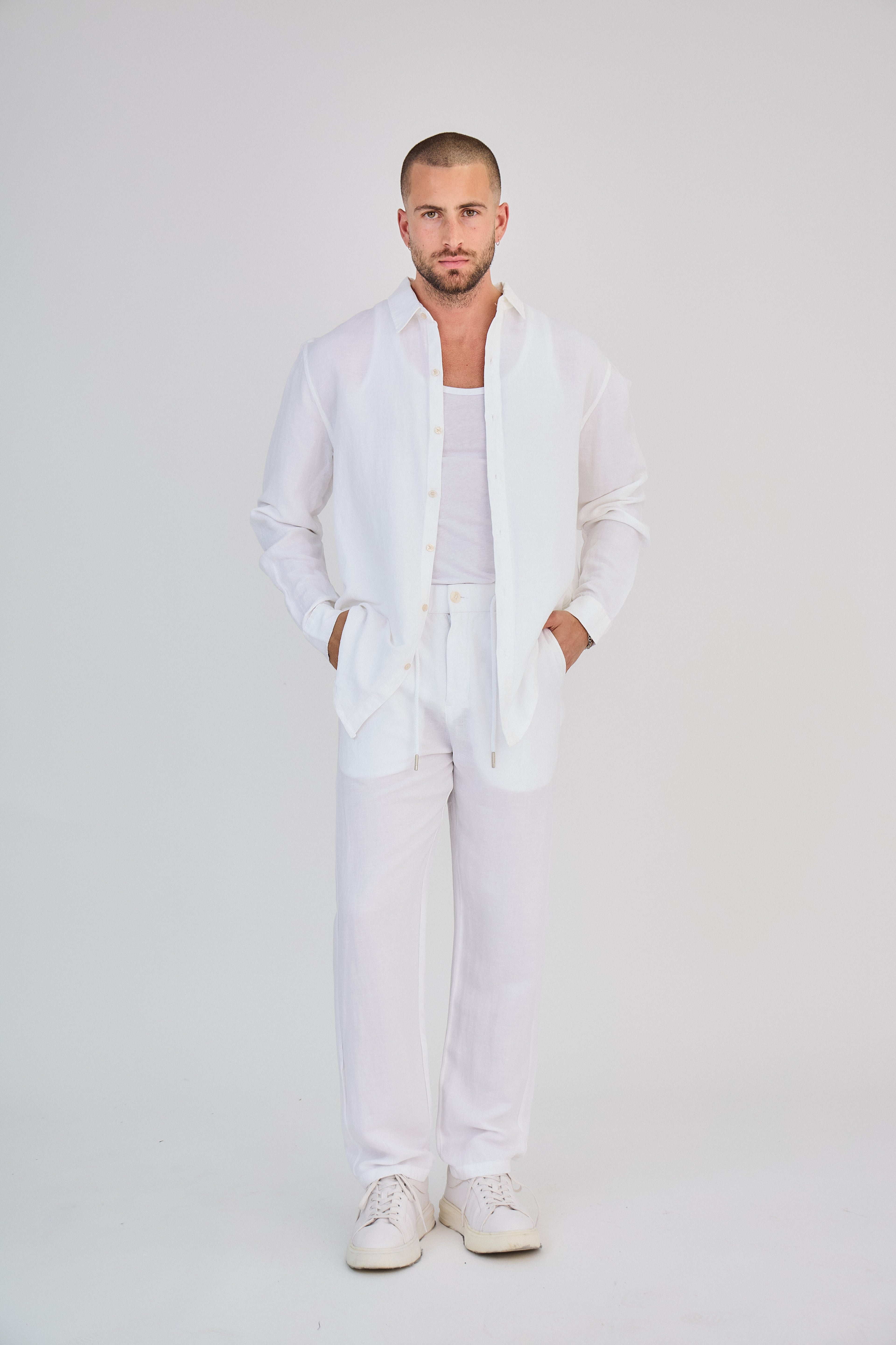 Chemise en Lin Manches Longues Blanche