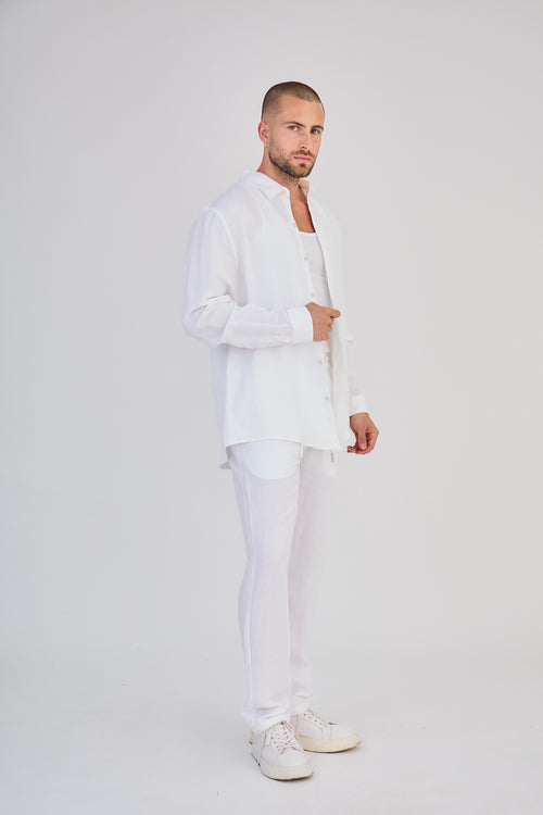 White Long Sleeve Linen Shirt