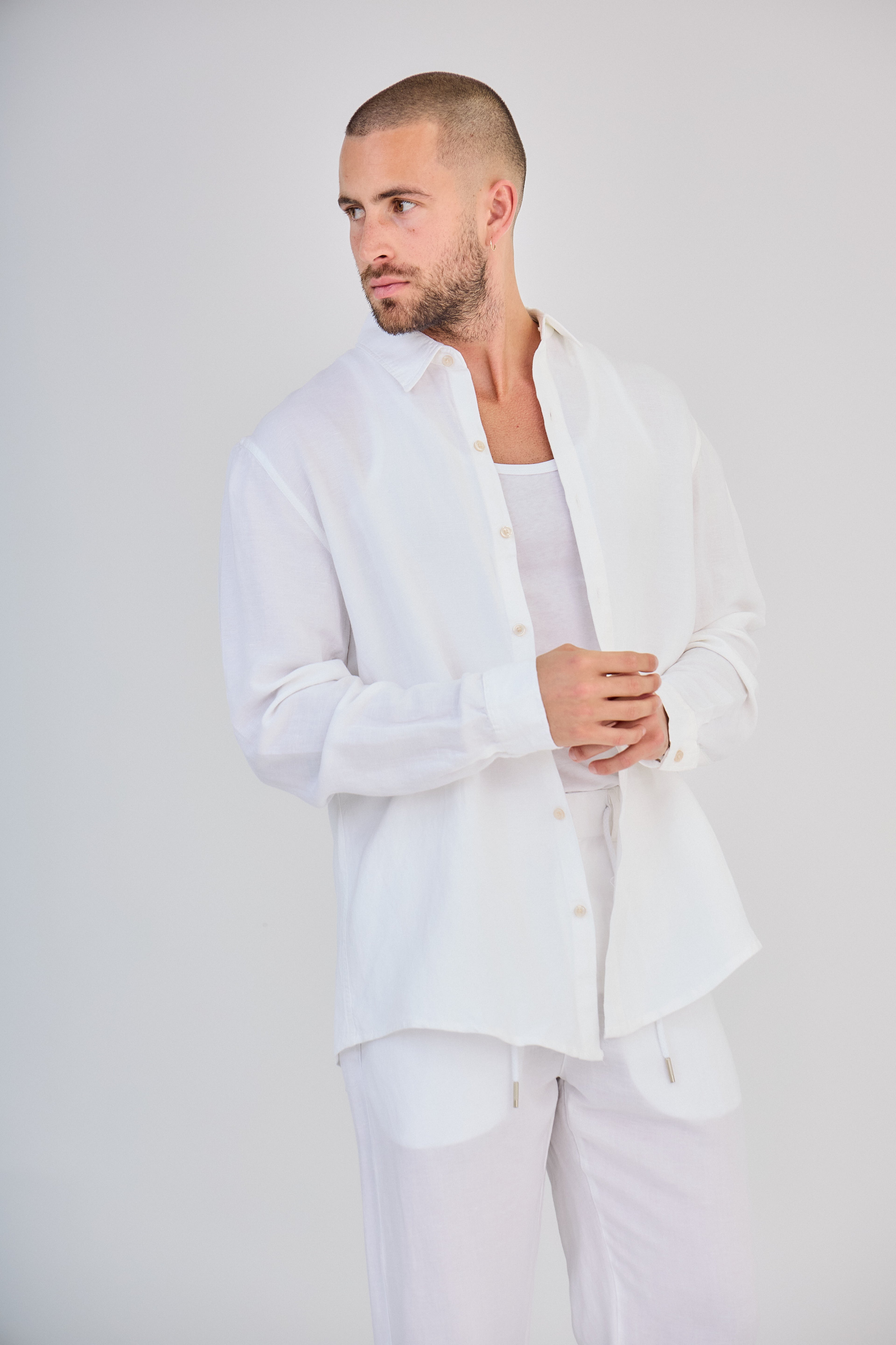 Pantalon en Lin Beige Sable