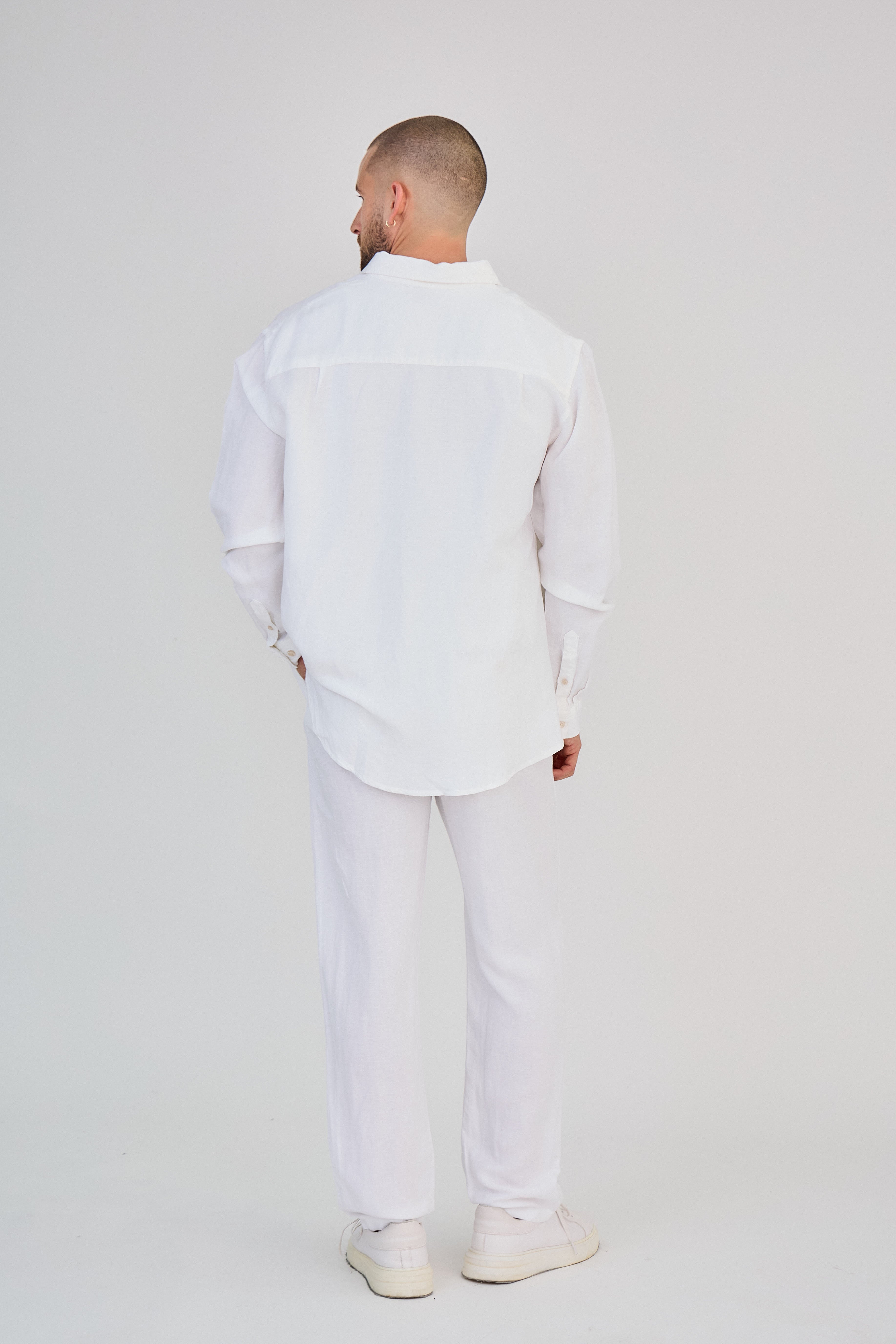 Chemise en Lin Manches Longues Blanche