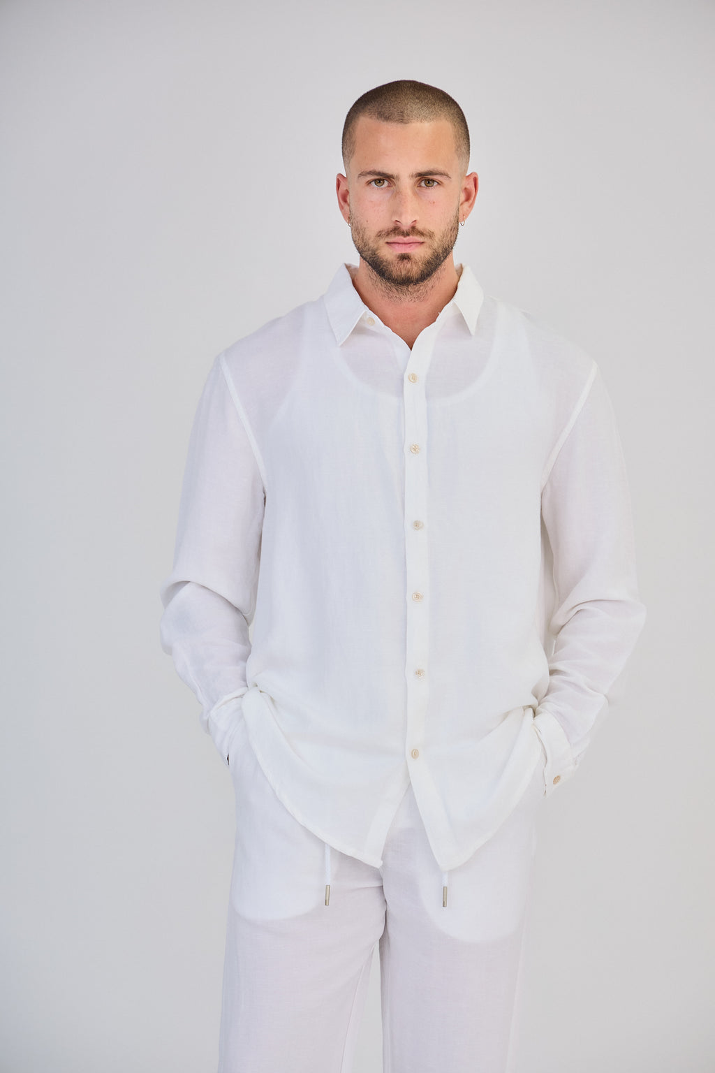 Chemise en Lin Manches Longues Blanche