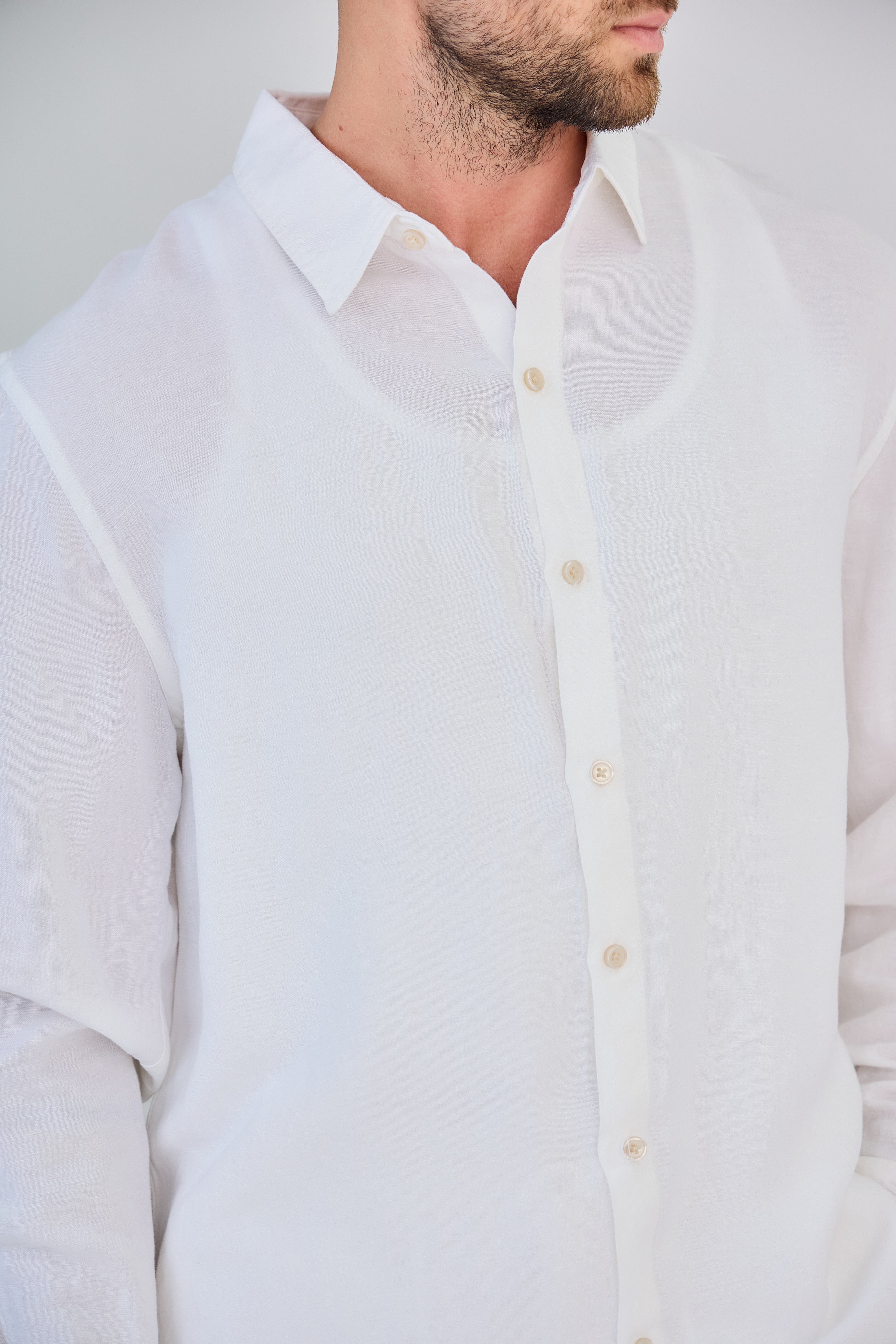 Chemise en Lin Manches Longues Blanche