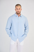 Sky Blue Long Sleeve Linen Shirt