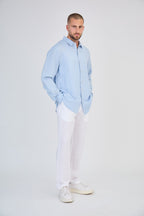 Sky Blue Long Sleeve Linen Shirt