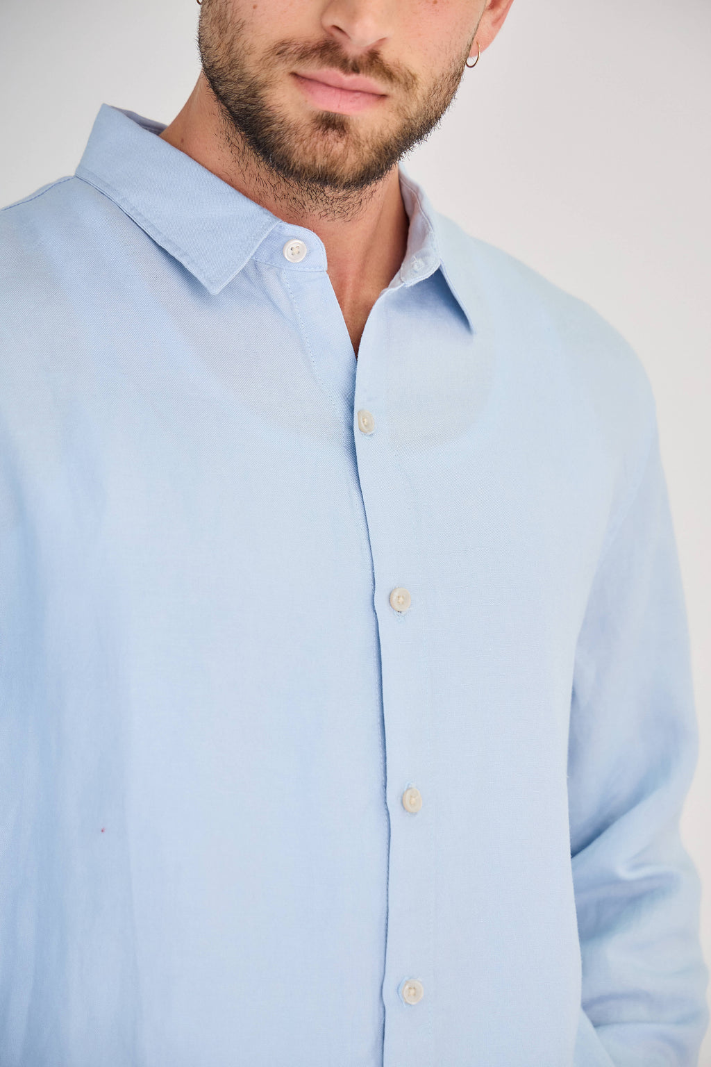 Chemise en Lin Manches Longues Bleu Ciel