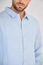 Sky Blue Long Sleeve Linen Shirt