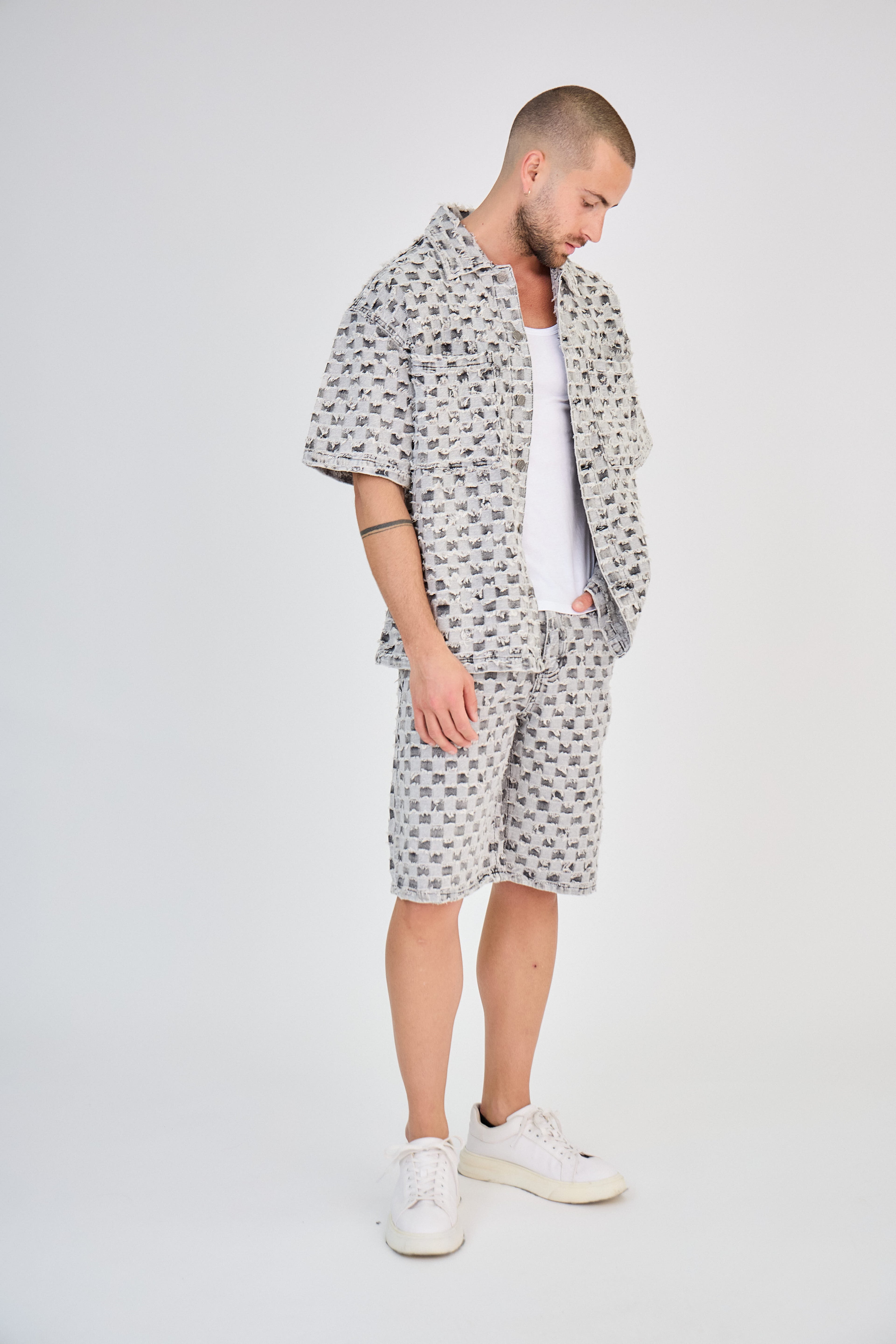 Ensemble Jeans Gris Motif