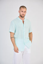 Mint Short Sleeve Linen Shirt