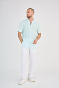 Mint Short Sleeve Linen Shirt
