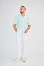 Mint Short Sleeve Linen Shirt