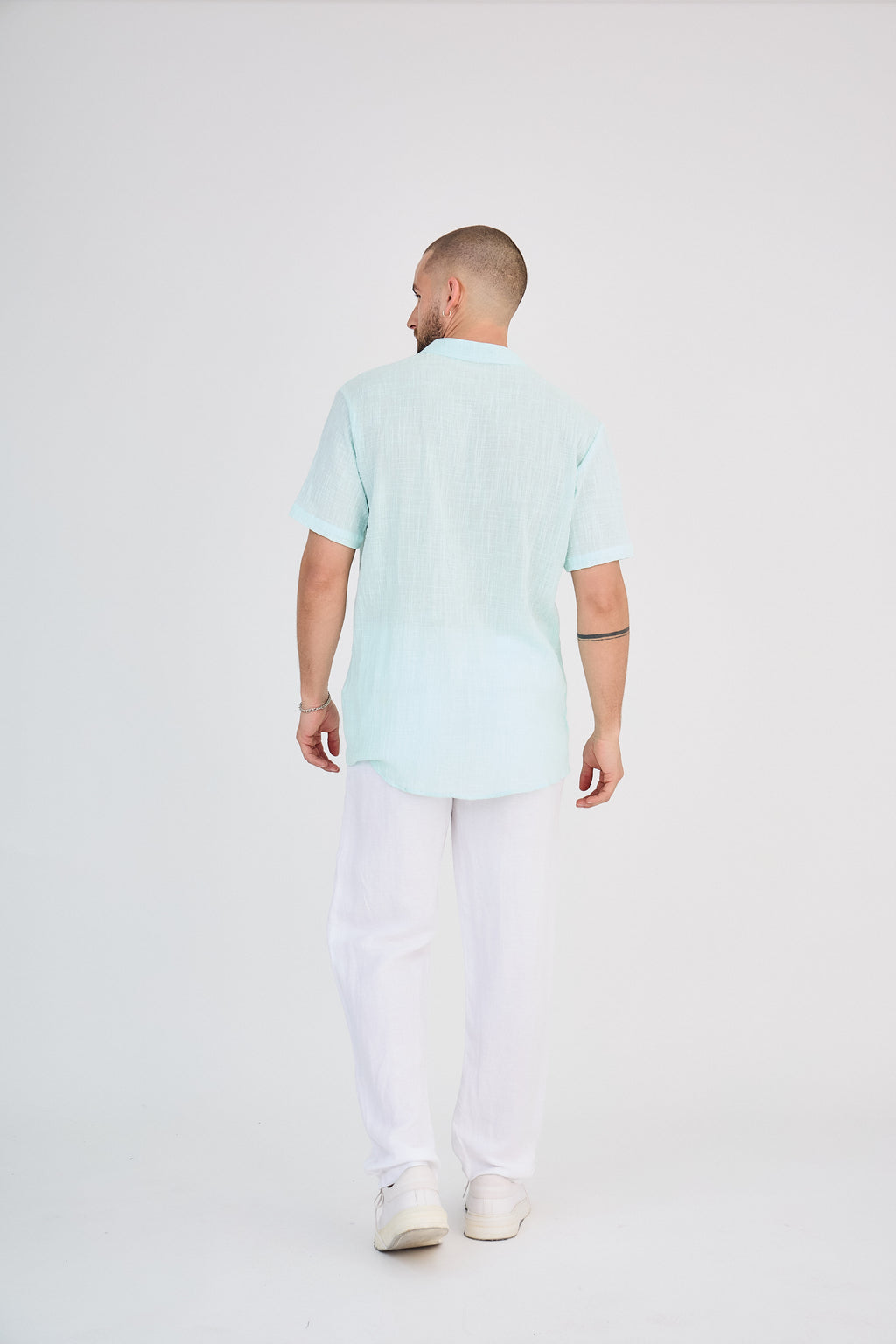 Chemise en Lin Manches Courtes Menthe