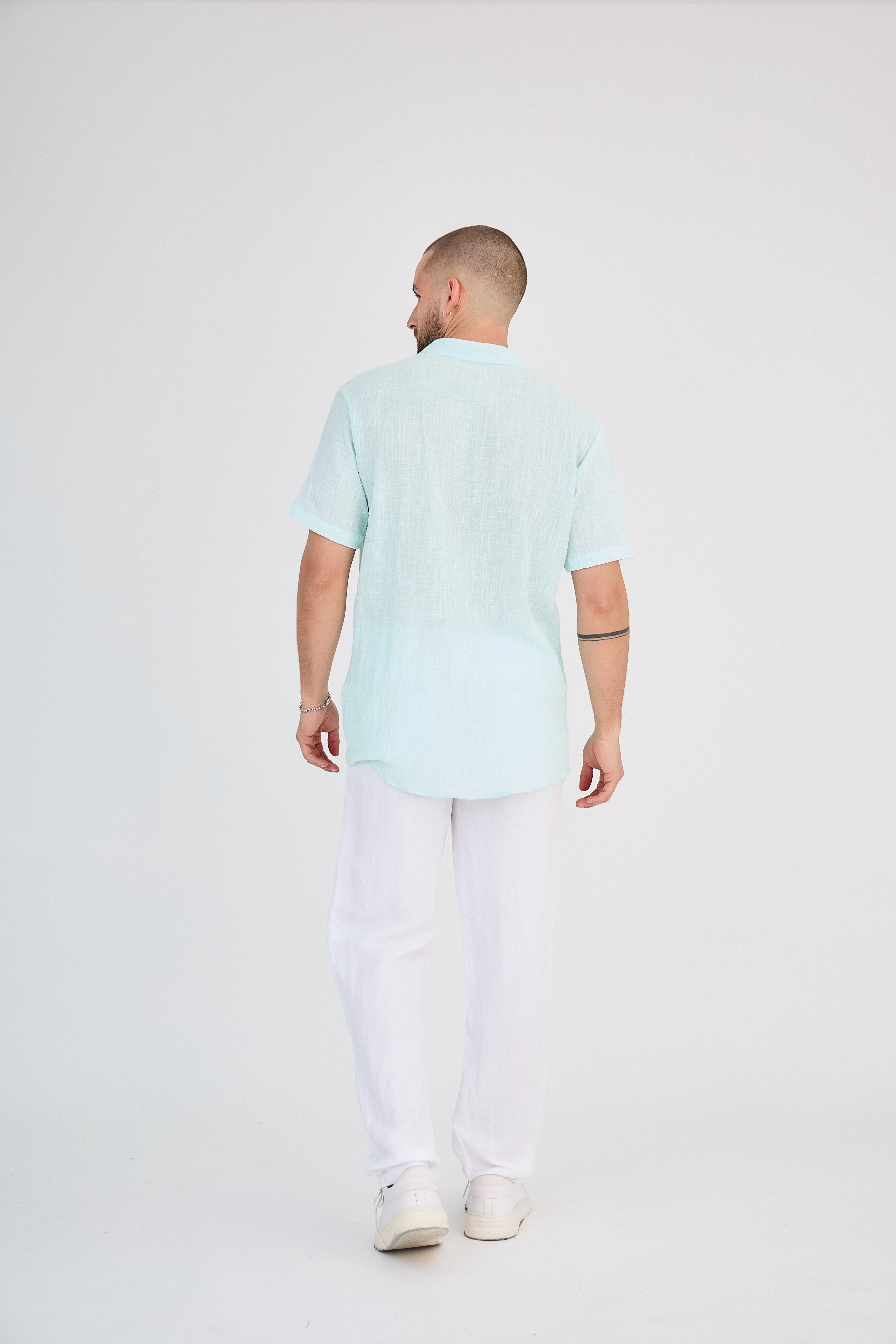 Chemise en Lin Manches Courtes Menthe