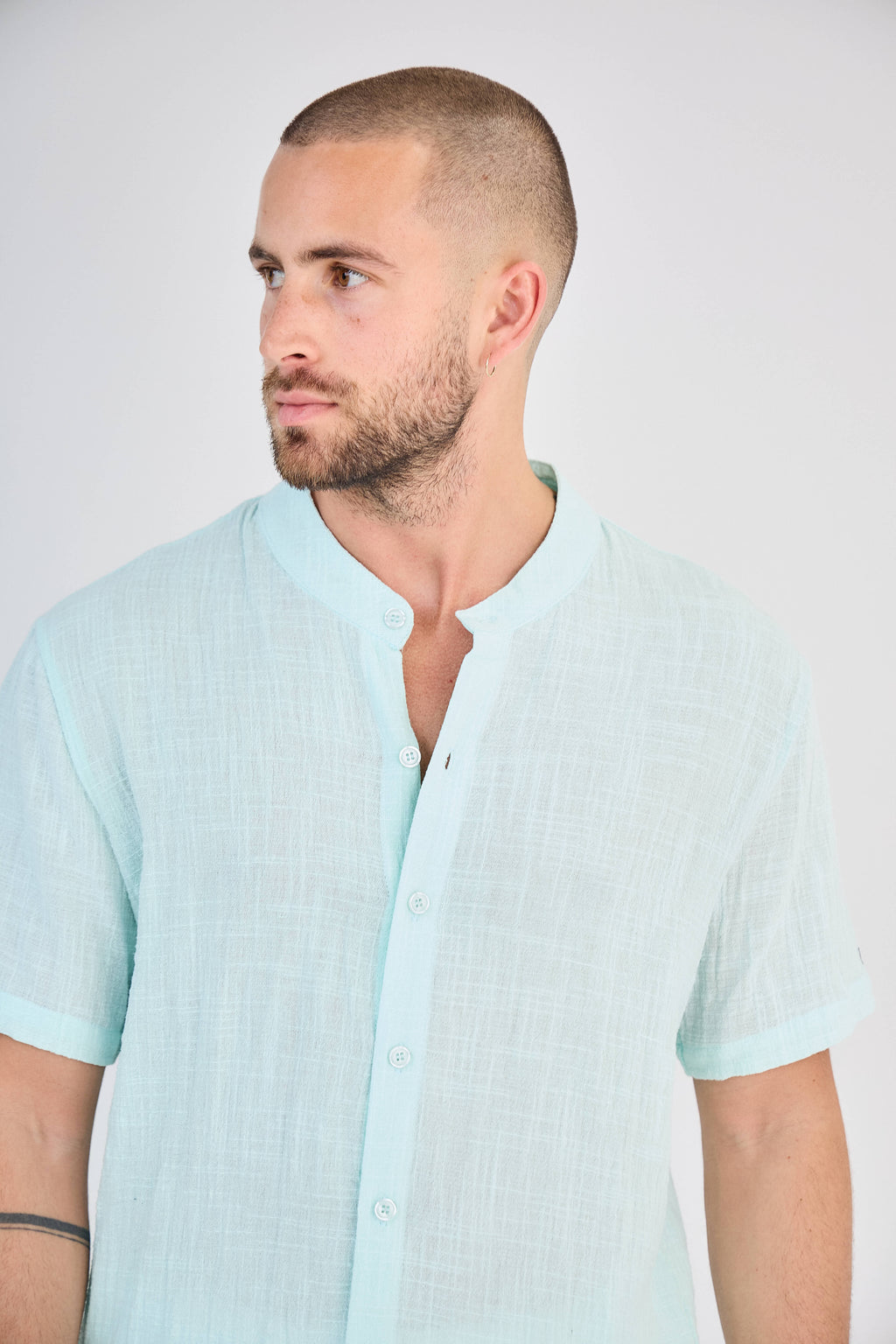 Chemise en Lin Manches Courtes Menthe