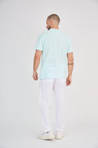 Mint Green Short Sleeve Linen Henley T-Shirt