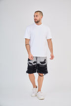 Black Splash Effect Denim Shorts