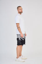 Black Splash Effect Denim Shorts