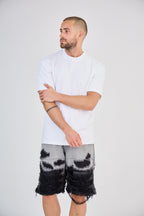 Black Splash Effect Denim Shorts