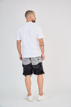 Black Splash Effect Denim Shorts