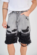 Black Splash Effect Denim Shorts