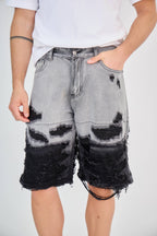 Black Splash Effect Denim Shorts