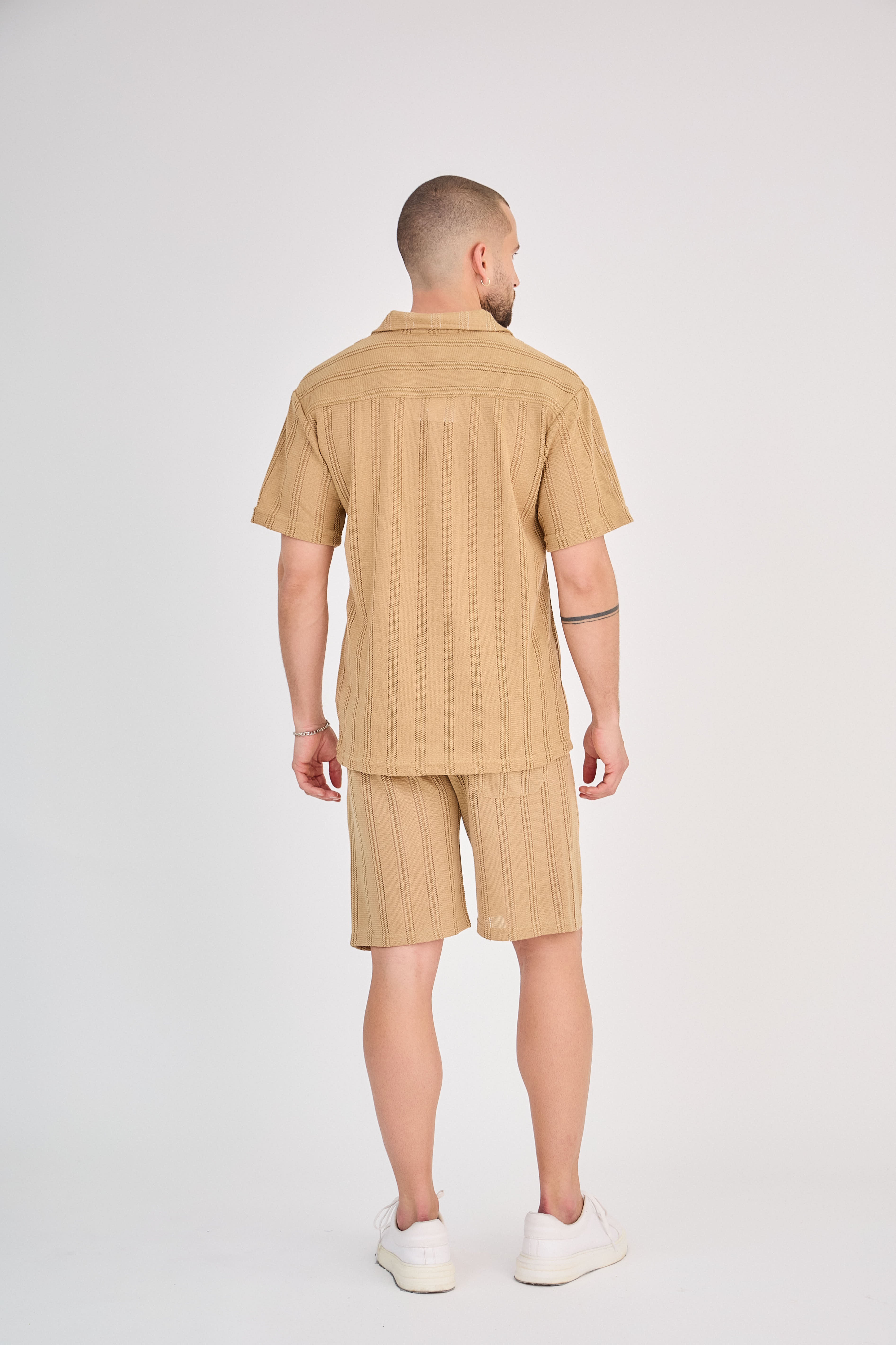 Ensemble Rayure Relief Caramel