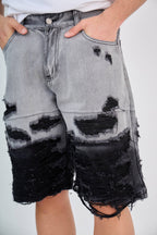 Black Splash Effect Denim Shorts