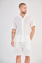 Ecru Relief Stripe Set