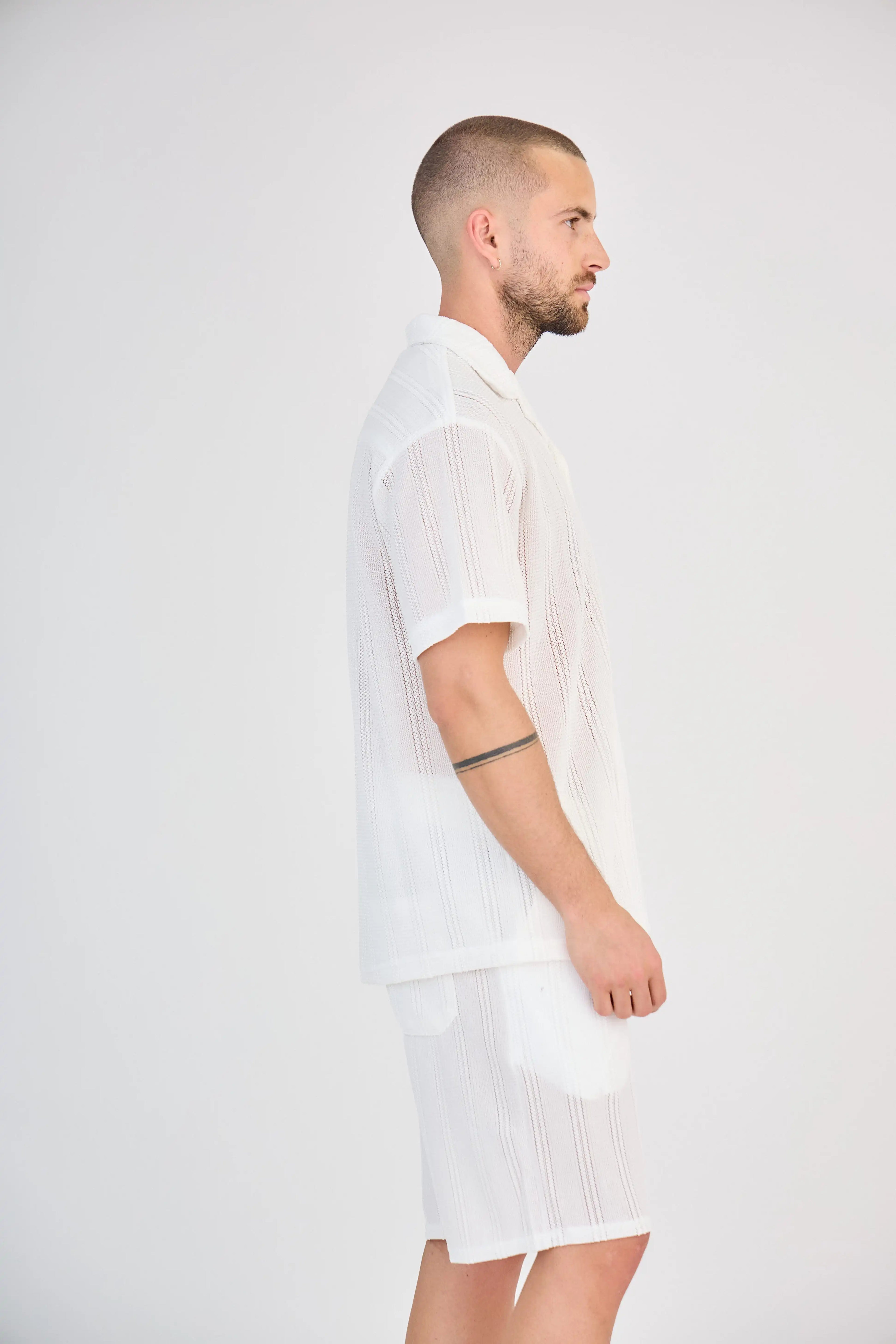 Ensemble Rayure Relief Écru