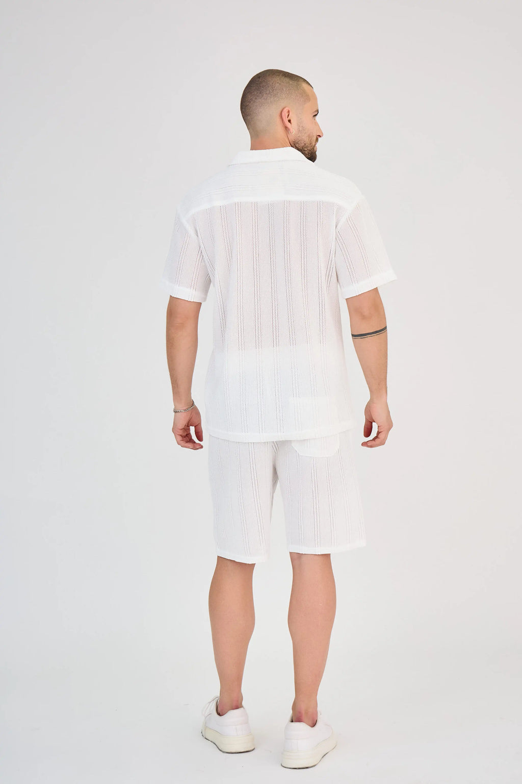 Ensemble Rayure Relief Écru