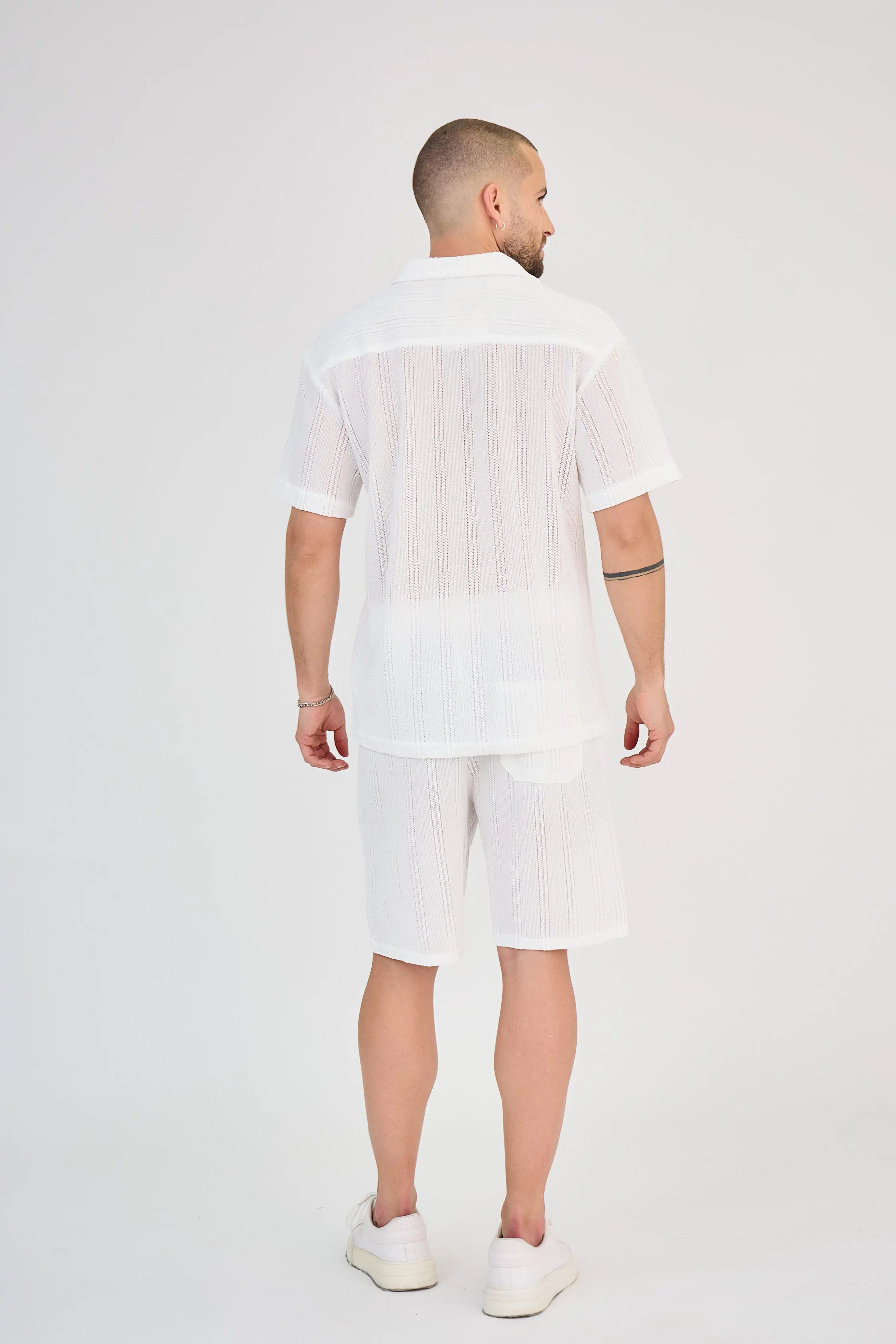 Ensemble Rayure Relief Écru