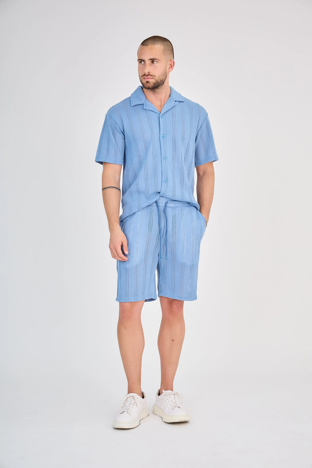 Ensemble Rayure Relief Bleu