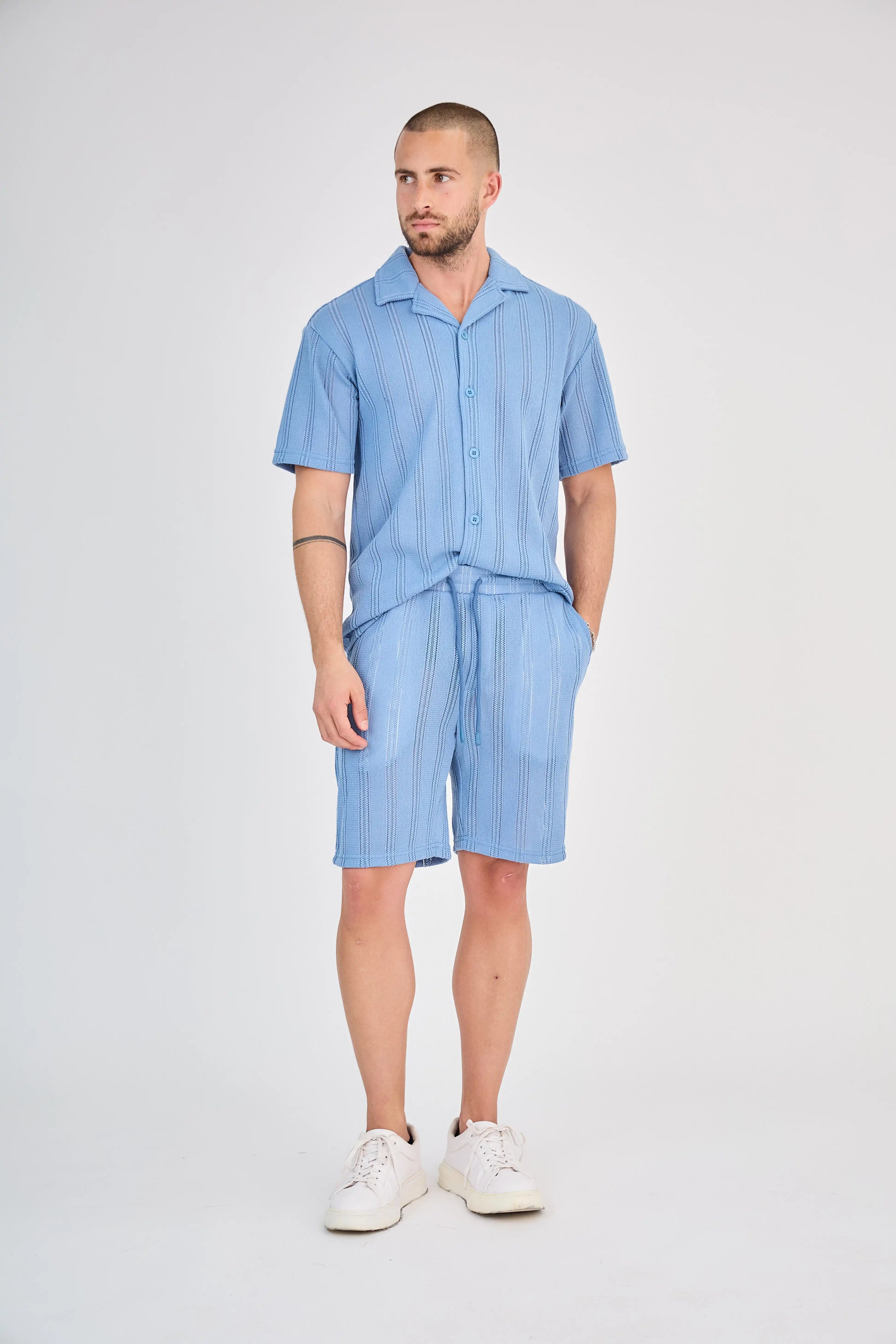 Ensemble Rayure Relief Bleu