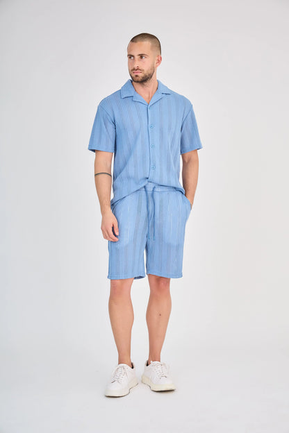 Ensemble Rayure Relief Bleu
