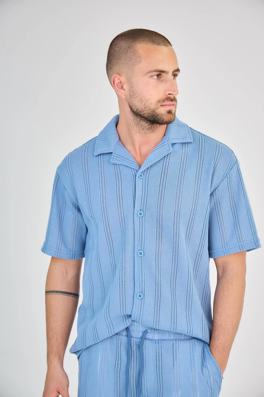 Ensemble Rayure Relief Bleu