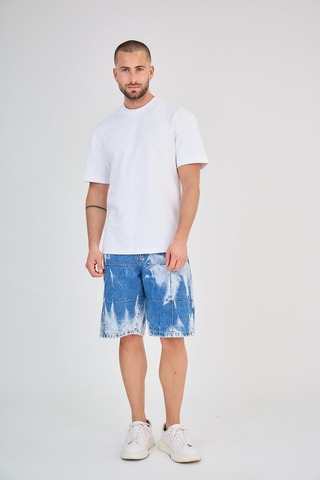 Washed Blue Denim Shorts