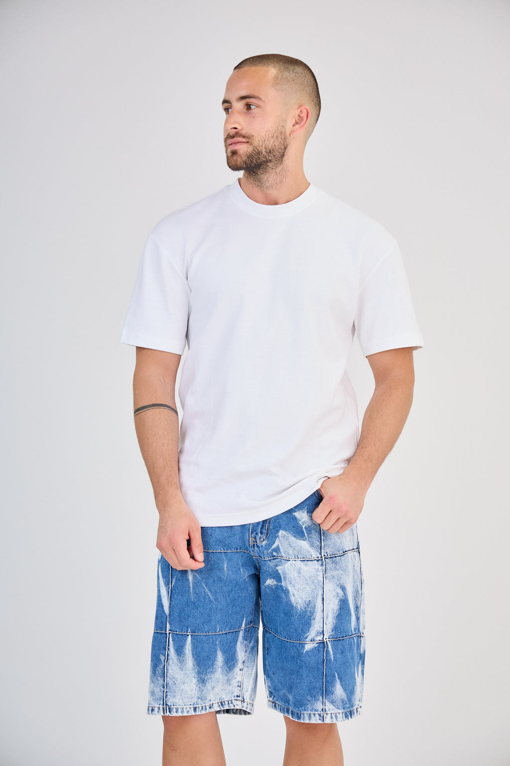 Washed Blue Denim Shorts