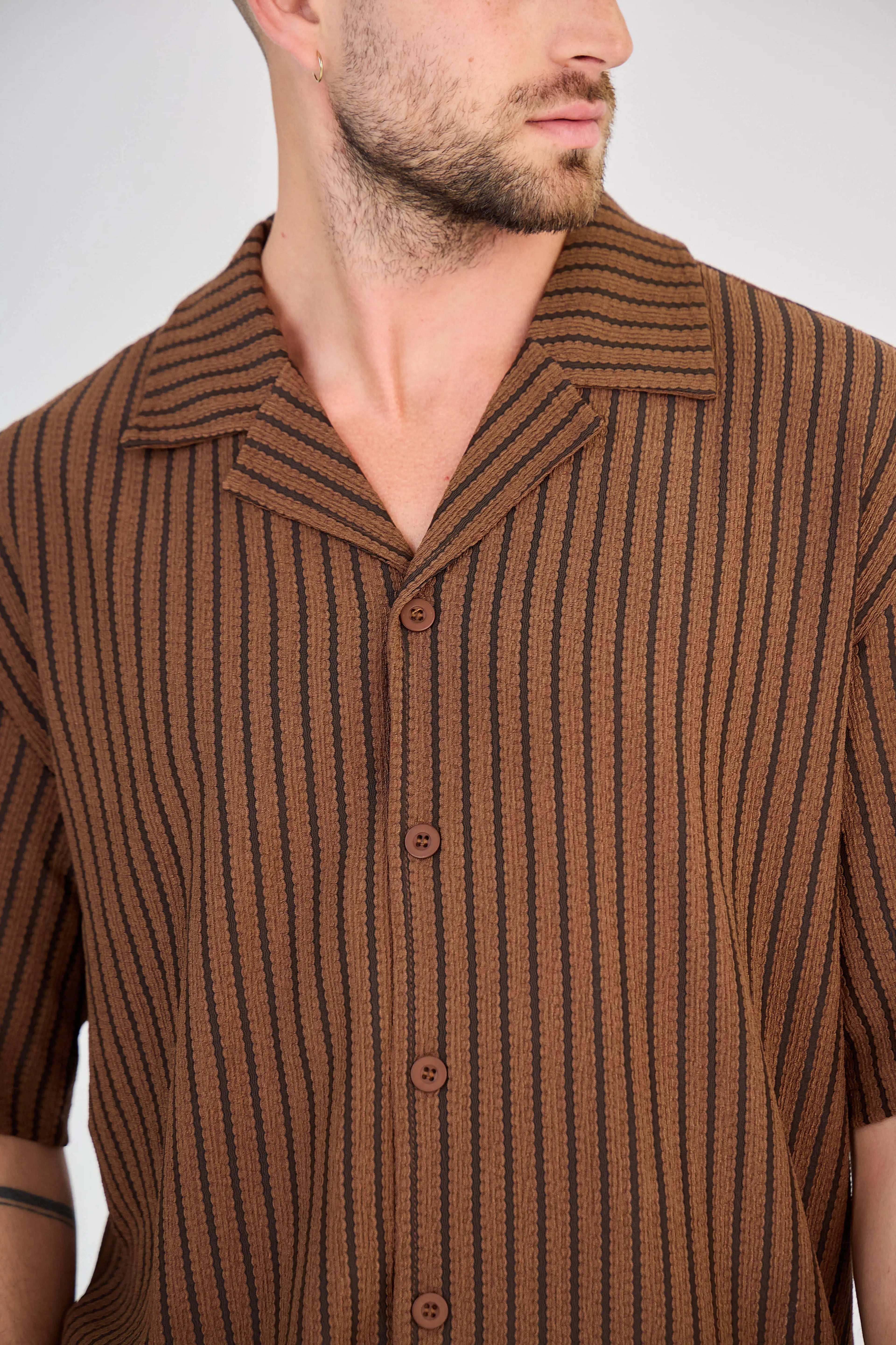 Ensemble Maille Rayée Marron Pantalon