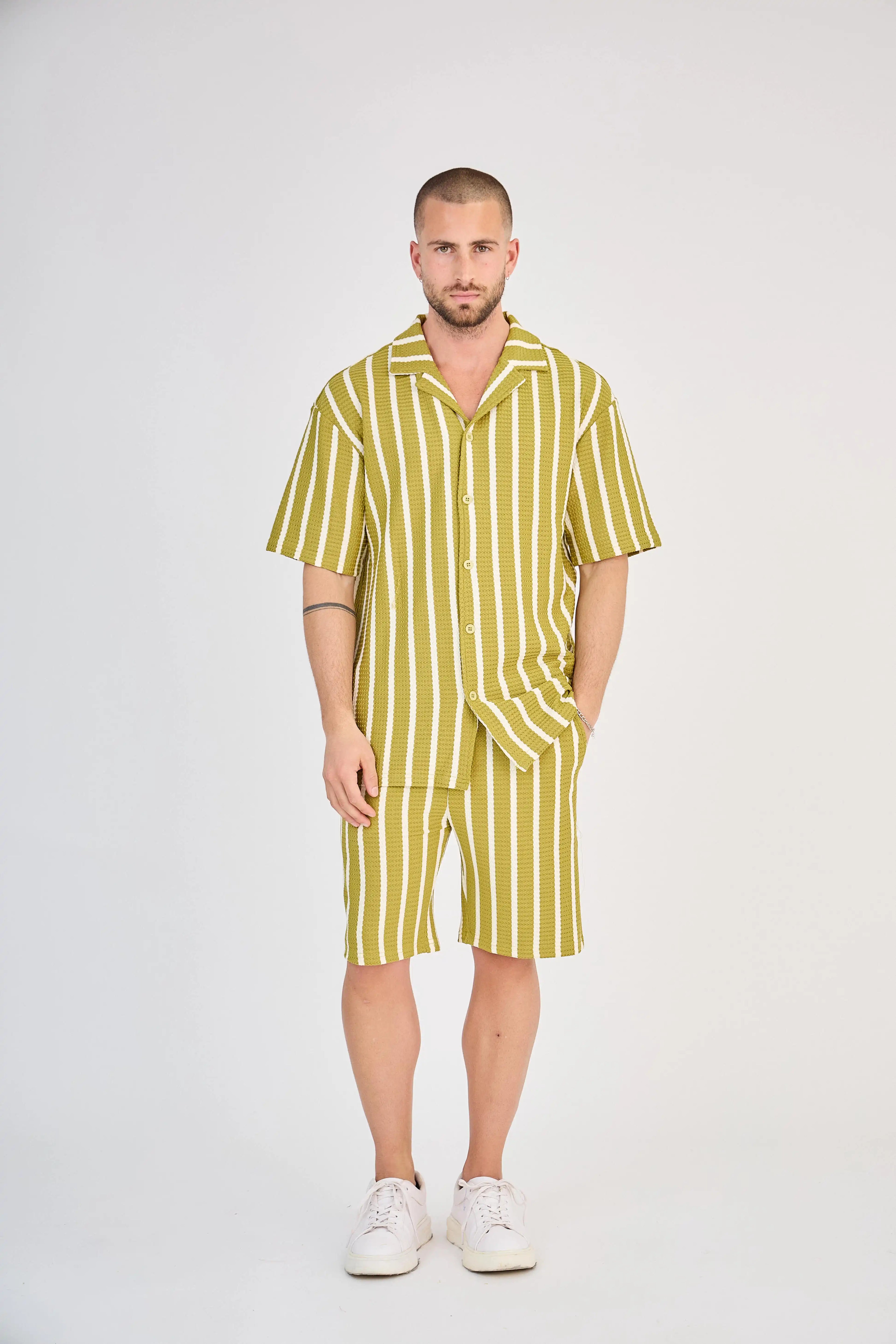 Ensemble Rayure Nid d'Abeille Jaune