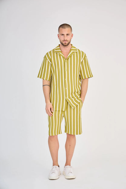 Ensemble Rayure Nid d'Abeille Jaune